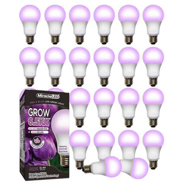 Miracle Led 6.5KK Pro-Pack Indoor Grow Light Bulb, 6500K Red & Blue Spec. Replace 150W Grow Bulbs, 24PK 801930 - main